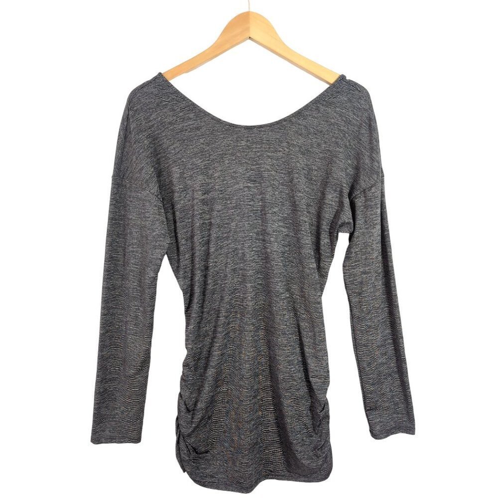 Lucy Activewear Top Womens S Gray Sapce Dye Long Sleeve V-Back Stretch Quick Dry